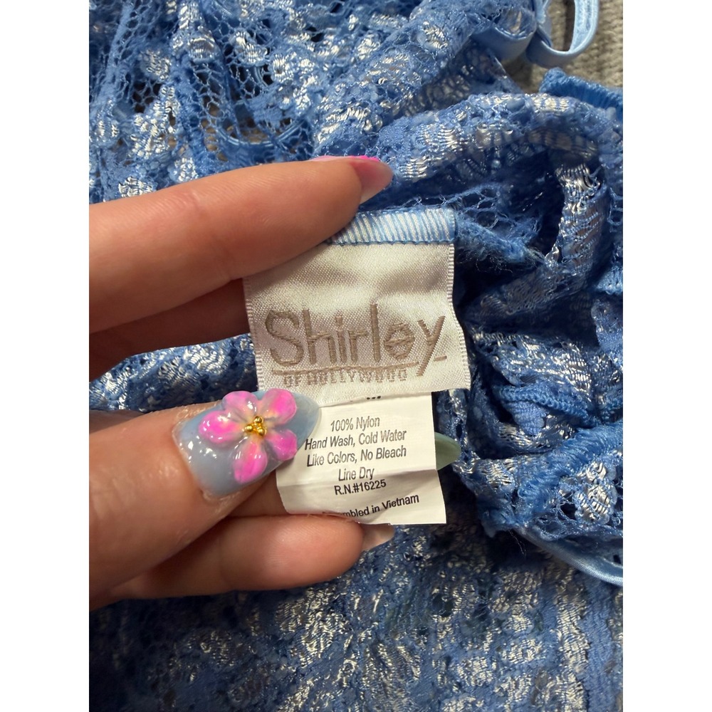 Shirley of Hollywood Vintage Blue Sheer Lace Cami Size Medium‎ - Picture 5 of 6